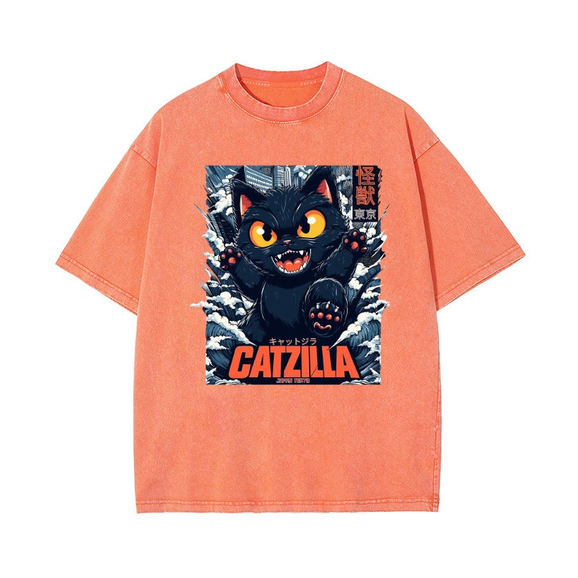 Catzilla Vintage Wash Japanese Design T-Shirt