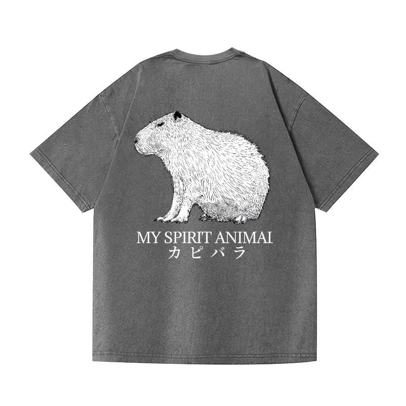 Capybara Vintage Wash Japanese Design Back Art T-Shirt