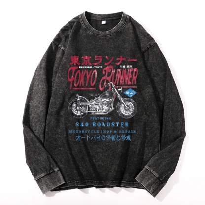 Tokyo Kawasaki S40 Repair Vintage Cotton Wash Crewneck Sweatshirt