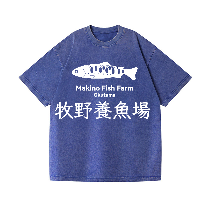 Makino Fish Farm Okutama Vintage Wash Japanese Design T-Shirt