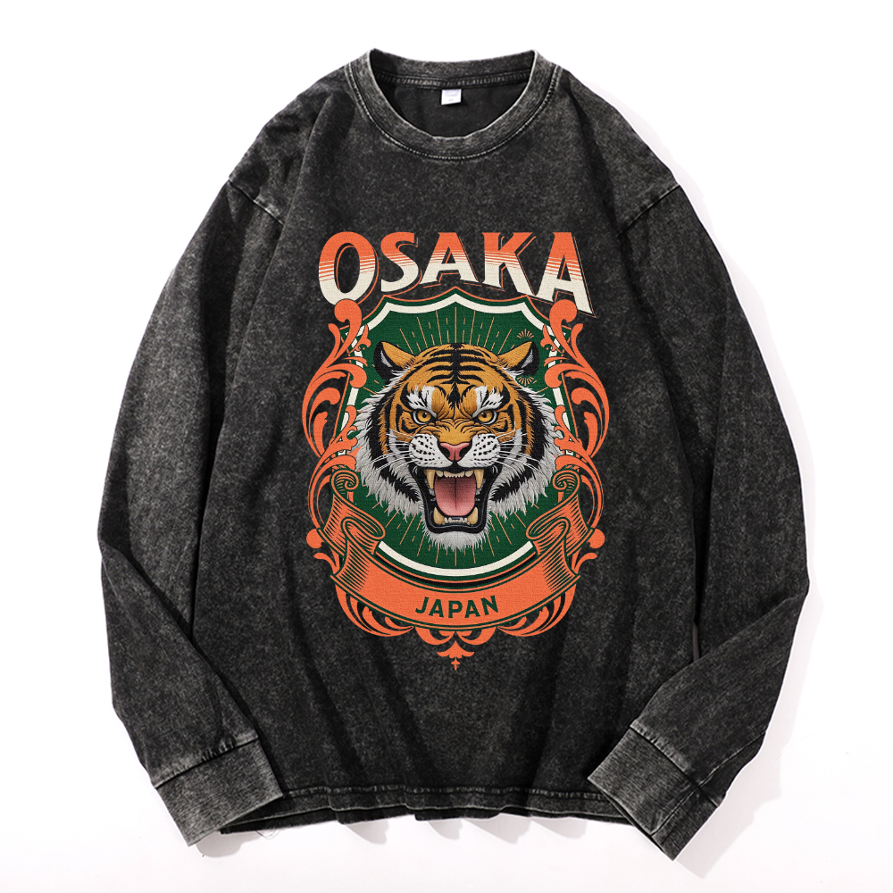 Tiger Vintage Cotton Wash Crewneck Sweatshirt