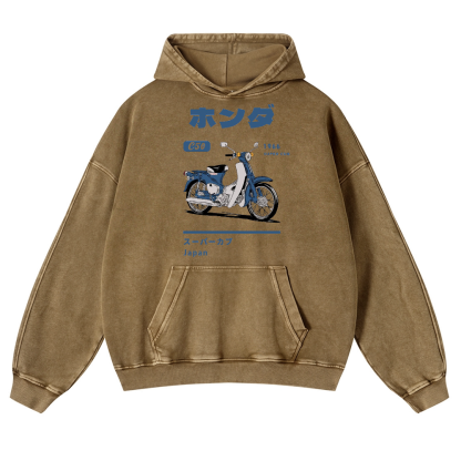 Honda C50 Super Cub Vintage Washed Thick Cotton Hoodie
