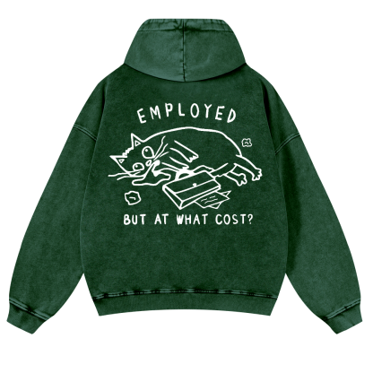 Cat Vintage Washed Cotton Back Art Hoodie