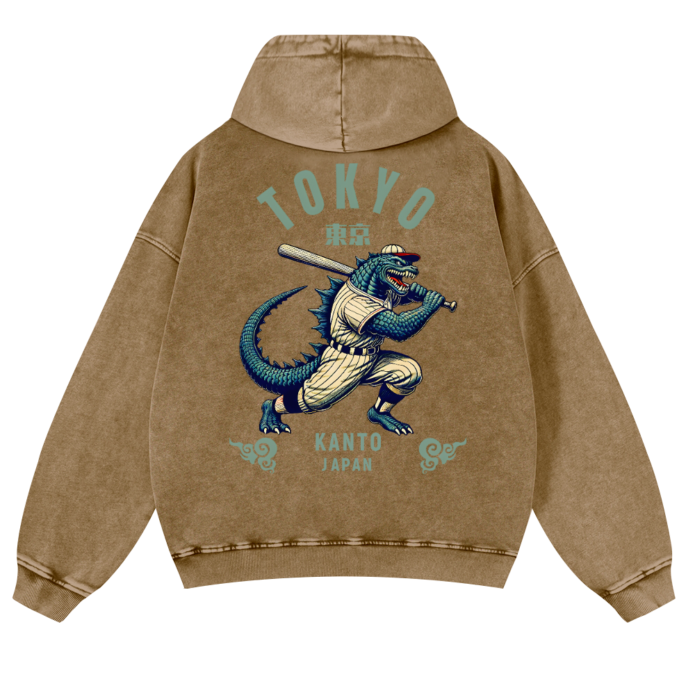 Tokyo Kanto Japan Vintage Washed Cotton Back Art Hoodie