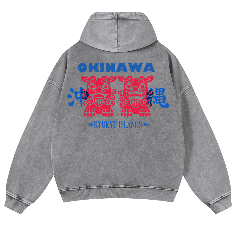 Okinawa Vintage Washed Cotton Back Art Hoodie