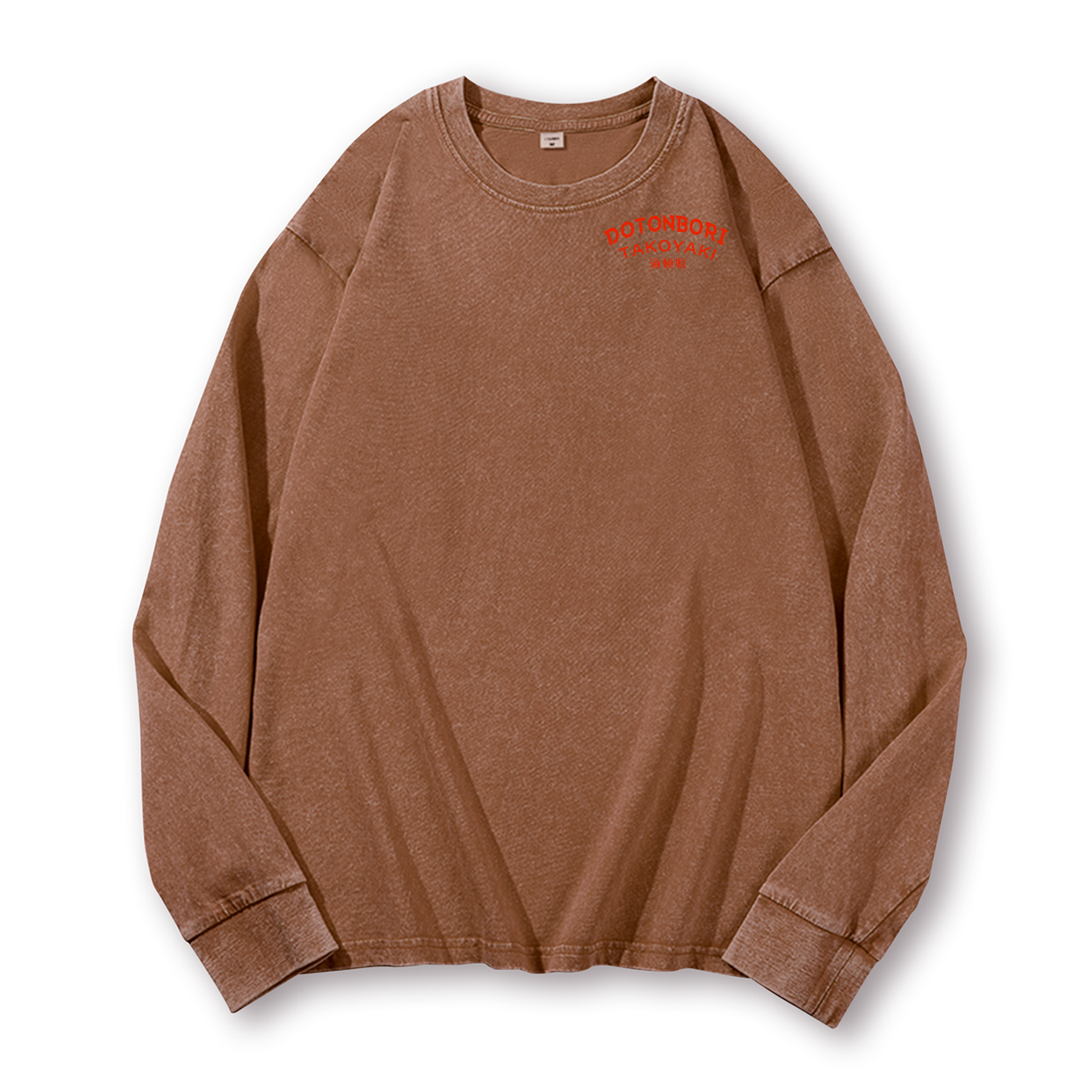 Osaka Dotonbori Octopus Vintage Washed Cotton Back Art Long-sleeve T-shirt