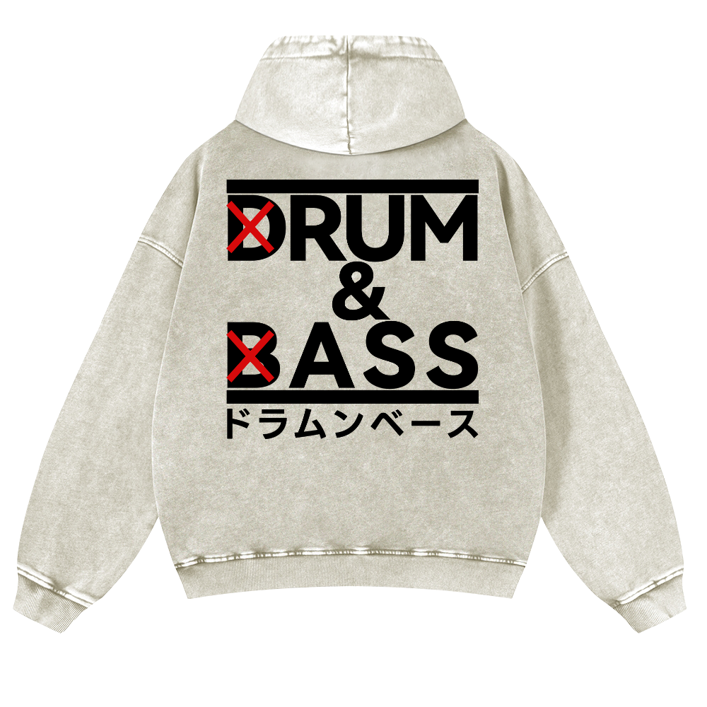 Drum and Bass Vintage Washed Cotton Back Art Hoodie