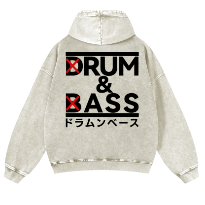 Drum and Bass Vintage Washed Cotton Back Art Hoodie