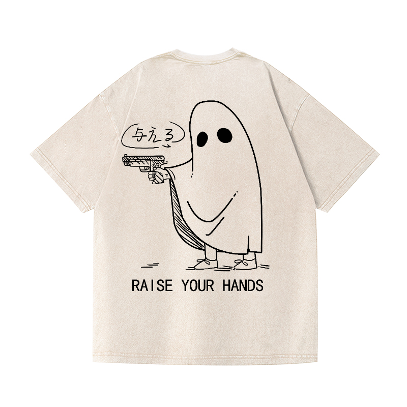 Ghost Vintage Wash Japanese Design Back Art T-Shirt