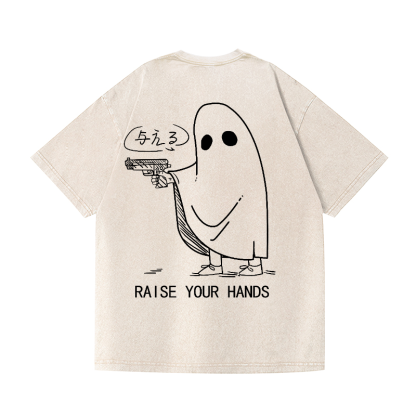 Ghost Vintage Wash Japanese Design Back Art T-Shirt