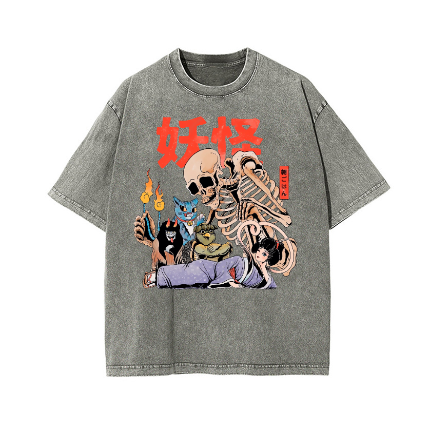 A Mysterious Group of Japanese Yokai Vintage Wash Japanese Design T-Shirt