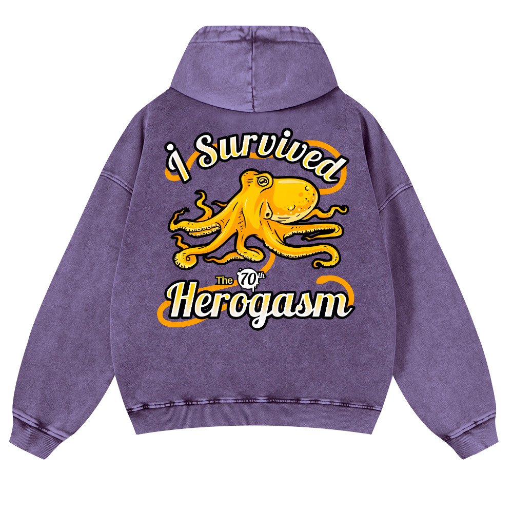 Octopus Vintage Washed Cotton Back Art Hoodie