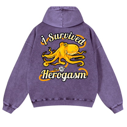 Octopus Vintage Washed Cotton Back Art Hoodie