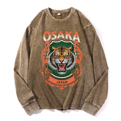 Tiger Vintage Cotton Wash Crewneck Sweatshirt