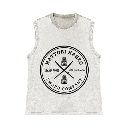 Hattori Hanzo Sword Company Pure Cotton Wash-Dyed Sleeveless Tank Top