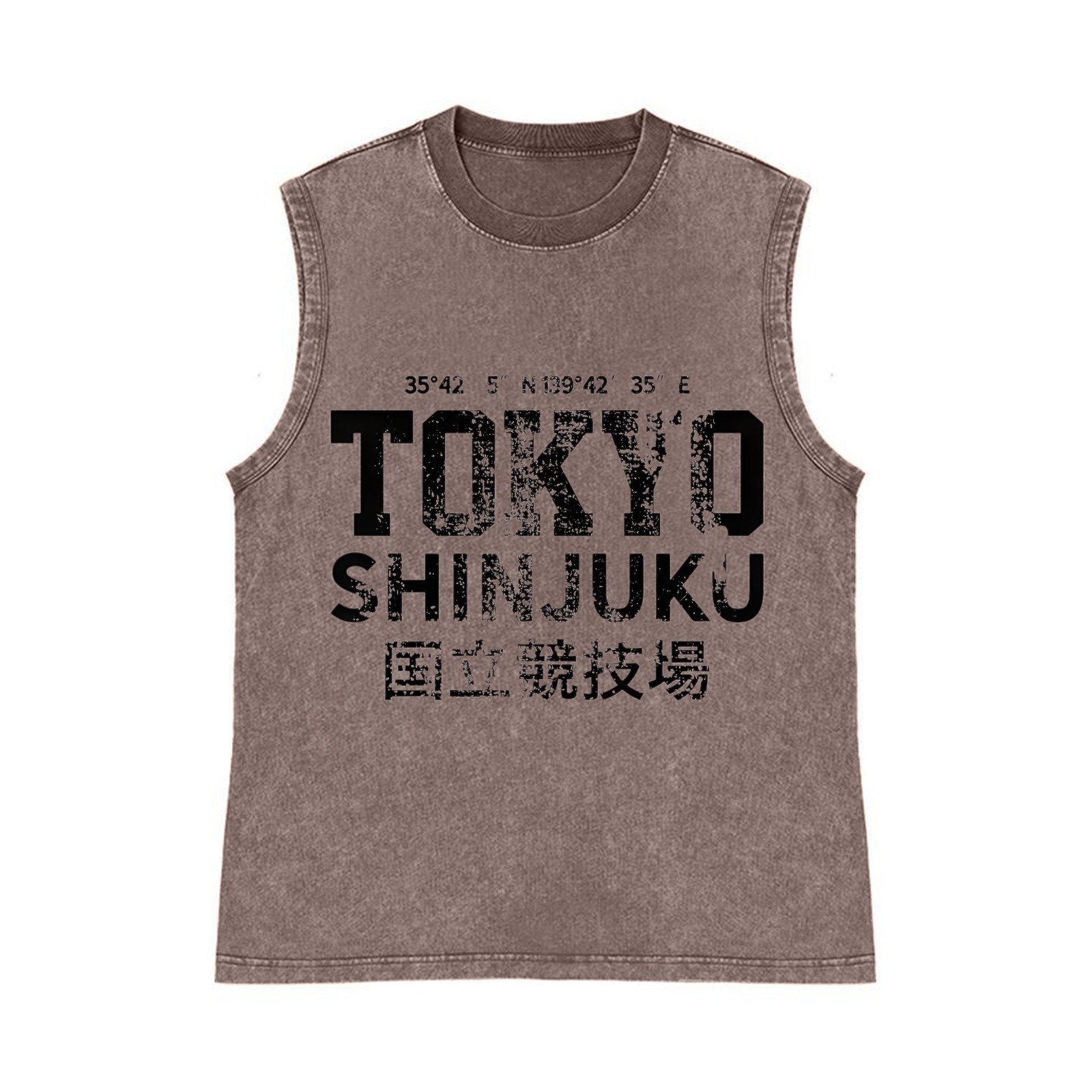 Tokyo Shinjuku Pure Cotton Wash-Dyed Sleeveless Tank Top