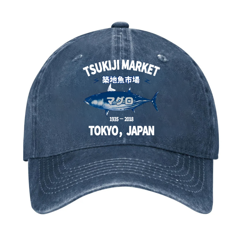 Tsukiji Market Tuna Fish Tokyo Japan Vintage Cotton Cap