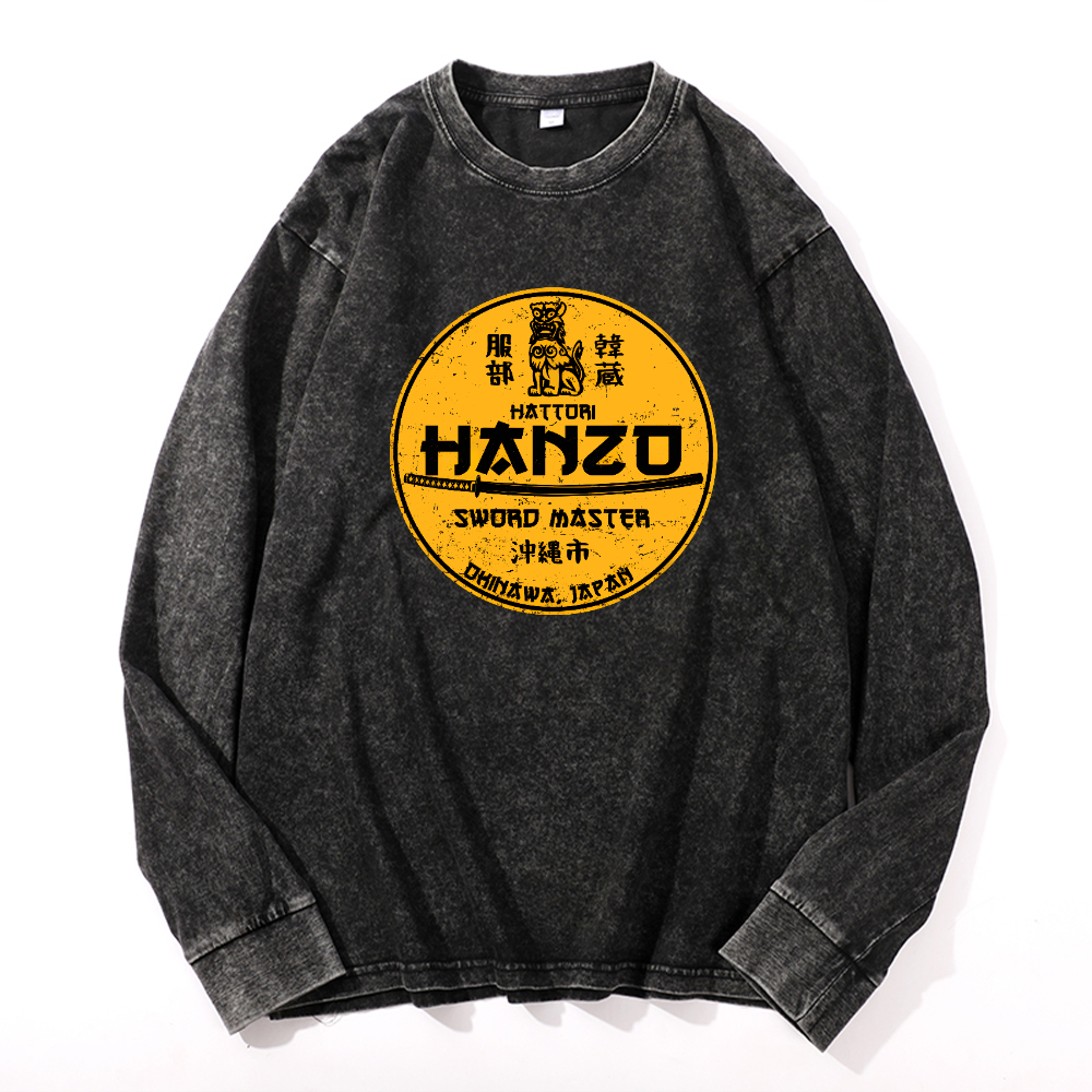 Okinawa Hattori Hanzo Komainu Vintage Cotton Wash Crewneck Sweatshirt