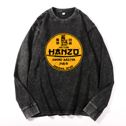 Okinawa Hattori Hanzo Komainu Vintage Cotton Wash Crewneck Sweatshirt