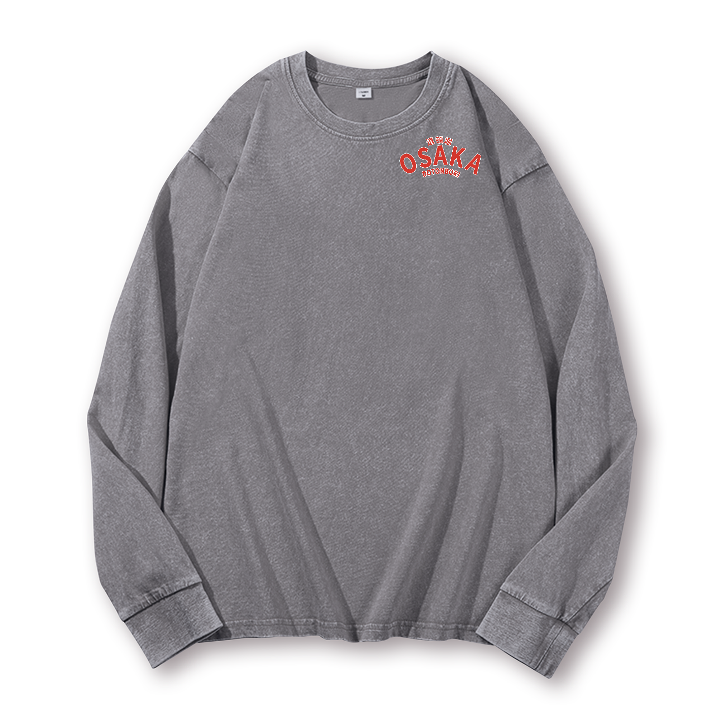 Osaka Dotonbori Drunken Octopus Vintage Washed Cotton Back Art Long-sleeve T-shirt