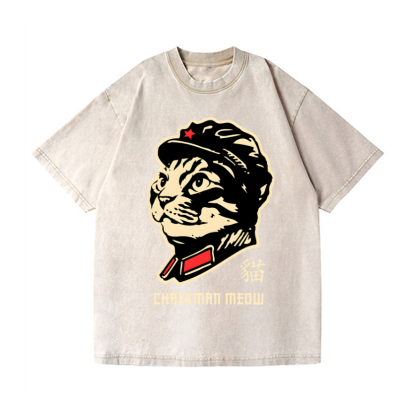Chairman Meow Cat Vintage Wash Japanese Design T-Shirt