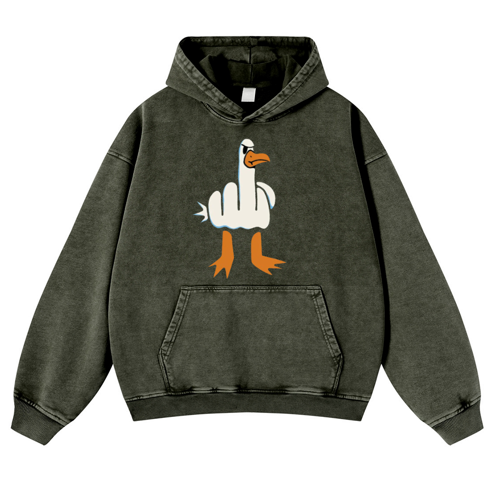 Duck Vintage Washed Thick Cotton Hoodie