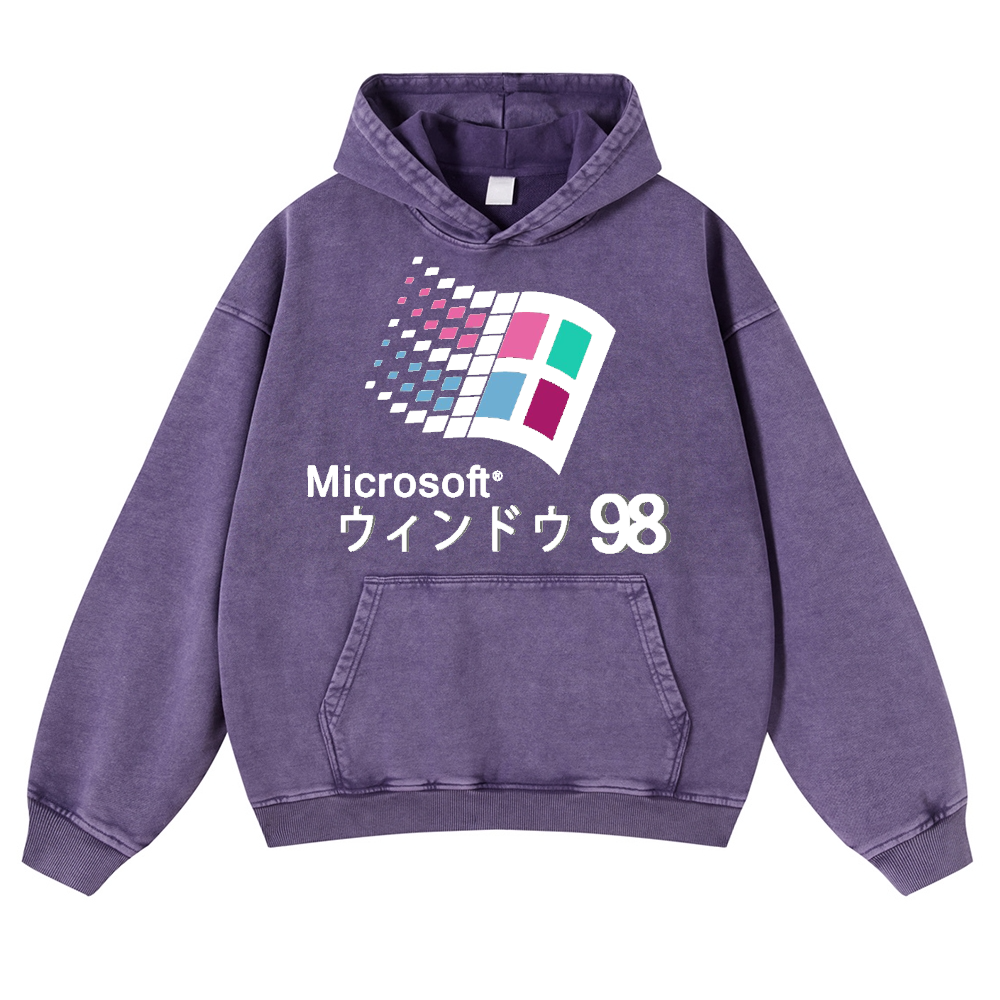 Microsoft Windows 98 Vintage Washed Thick Cotton Hoodie