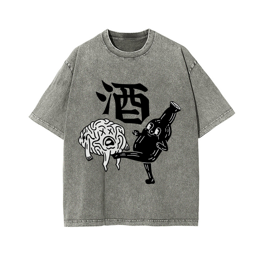 Drink Beer Vintage Wash Japanese Design T-Shirt