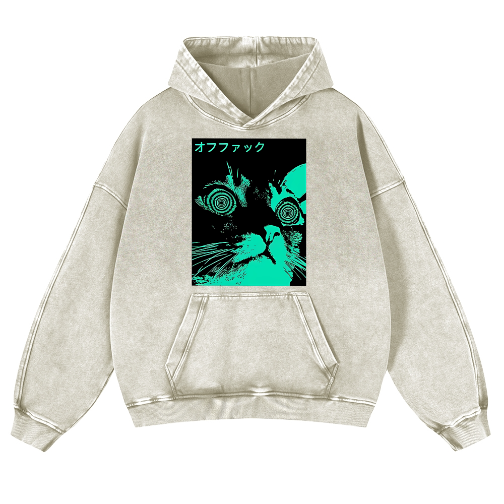 Enigmatic Cat Eyes Vintage Washed Thick Cotton Hoodie
