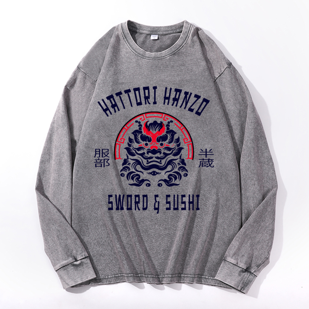 Hattori Hanzo Komainu Vintage Cotton Wash Crewneck Sweatshirt