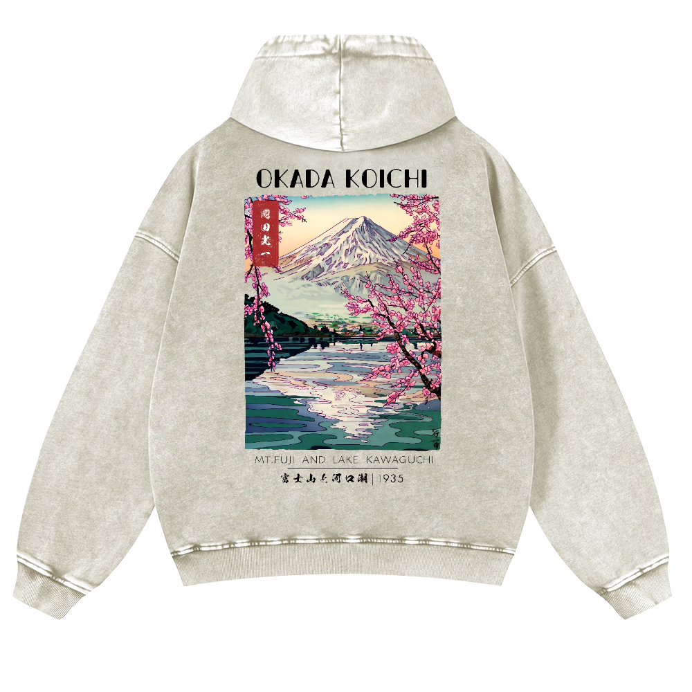 Okada Koichi Vintage Washed Cotton Back Art Hoodie