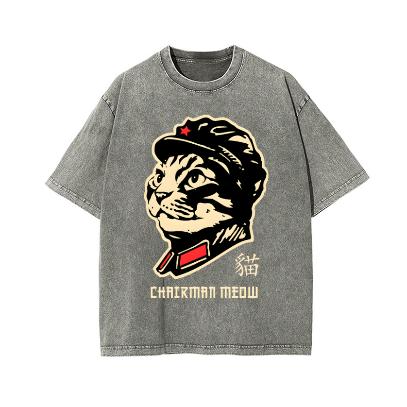 Chairman Meow Cat Vintage Wash Japanese Design T-Shirt