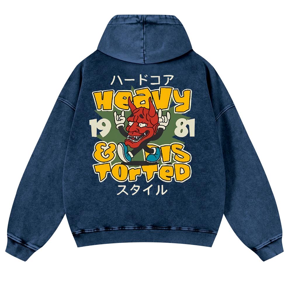 Hannya Vintage Washed Cotton Back Art Hoodie