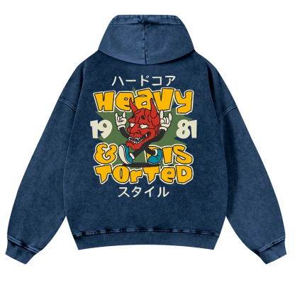 Hannya Vintage Washed Cotton Back Art Hoodie