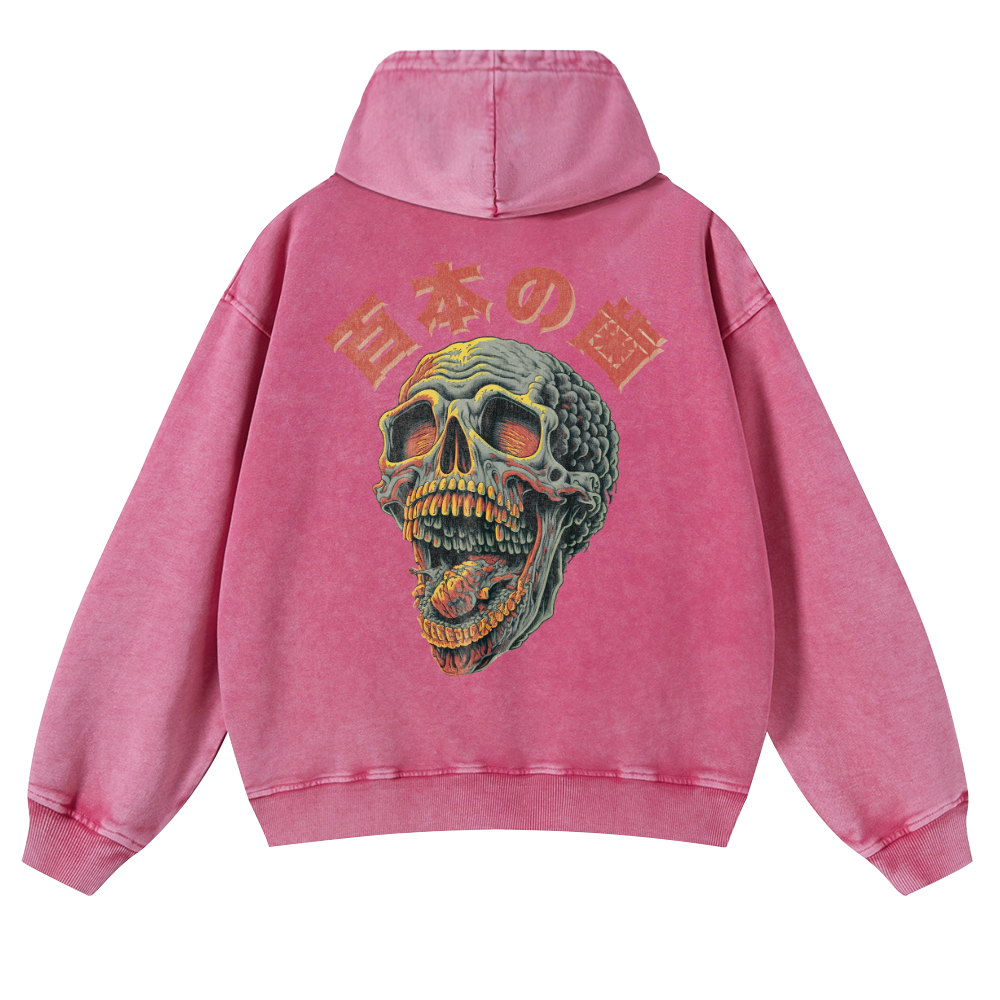 Skull Vintage Washed Cotton Back Art Hoodie