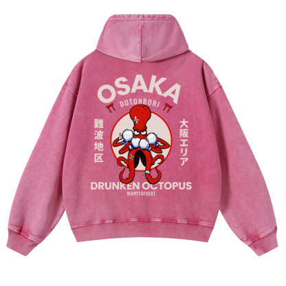 Osaka Drunken Vintage Washed Cotton Back Art Hoodie