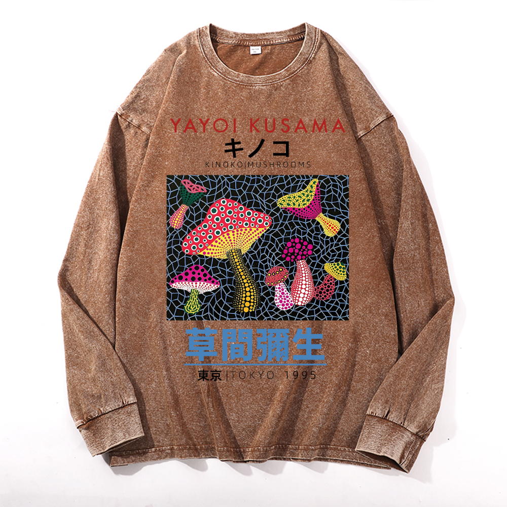 Yayoi Kusama Mushroom Vintage Cotton Wash Crewneck