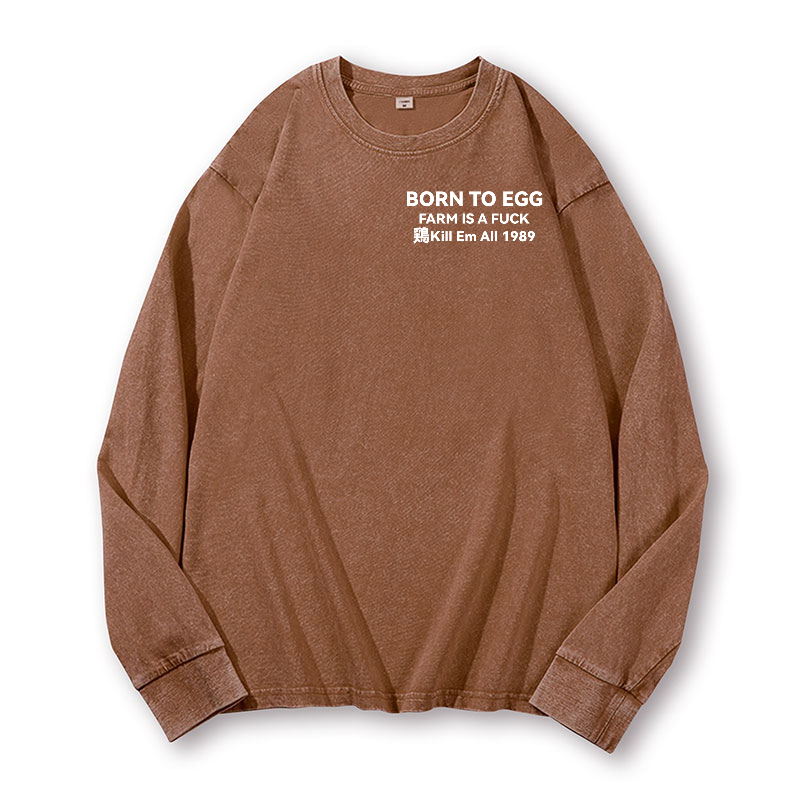 Chicken Vintage Washed Cotton Back Art Long-sleeve T-shirt