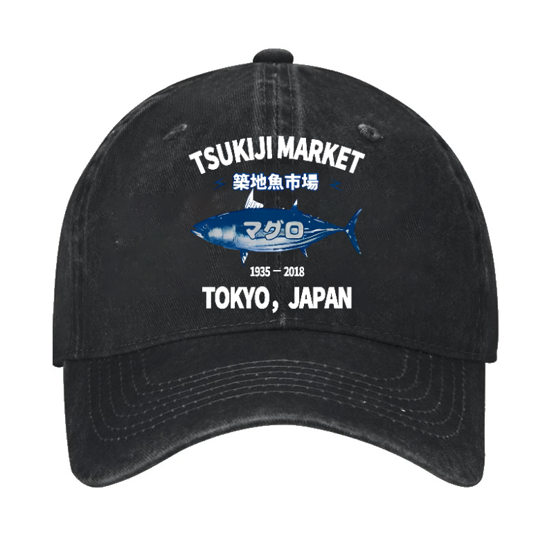 Tsukiji Market Tuna Fish Tokyo Japan Vintage Cotton Cap