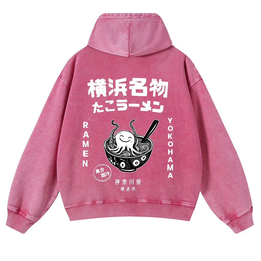 Yokohama Ramen Vintage Washed Cotton Back Art Hoodie