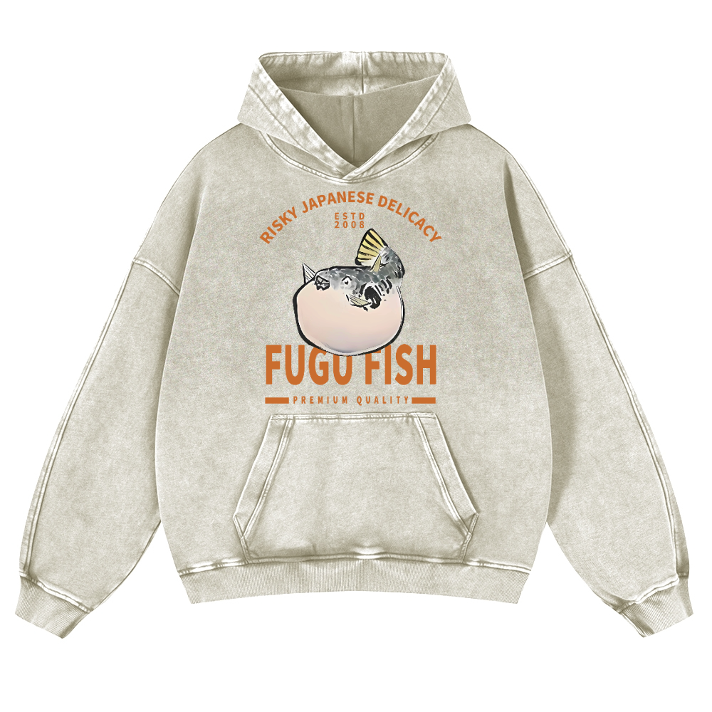 Japan's Risky Eats Vintage Washed Thick Cotton Hoodie