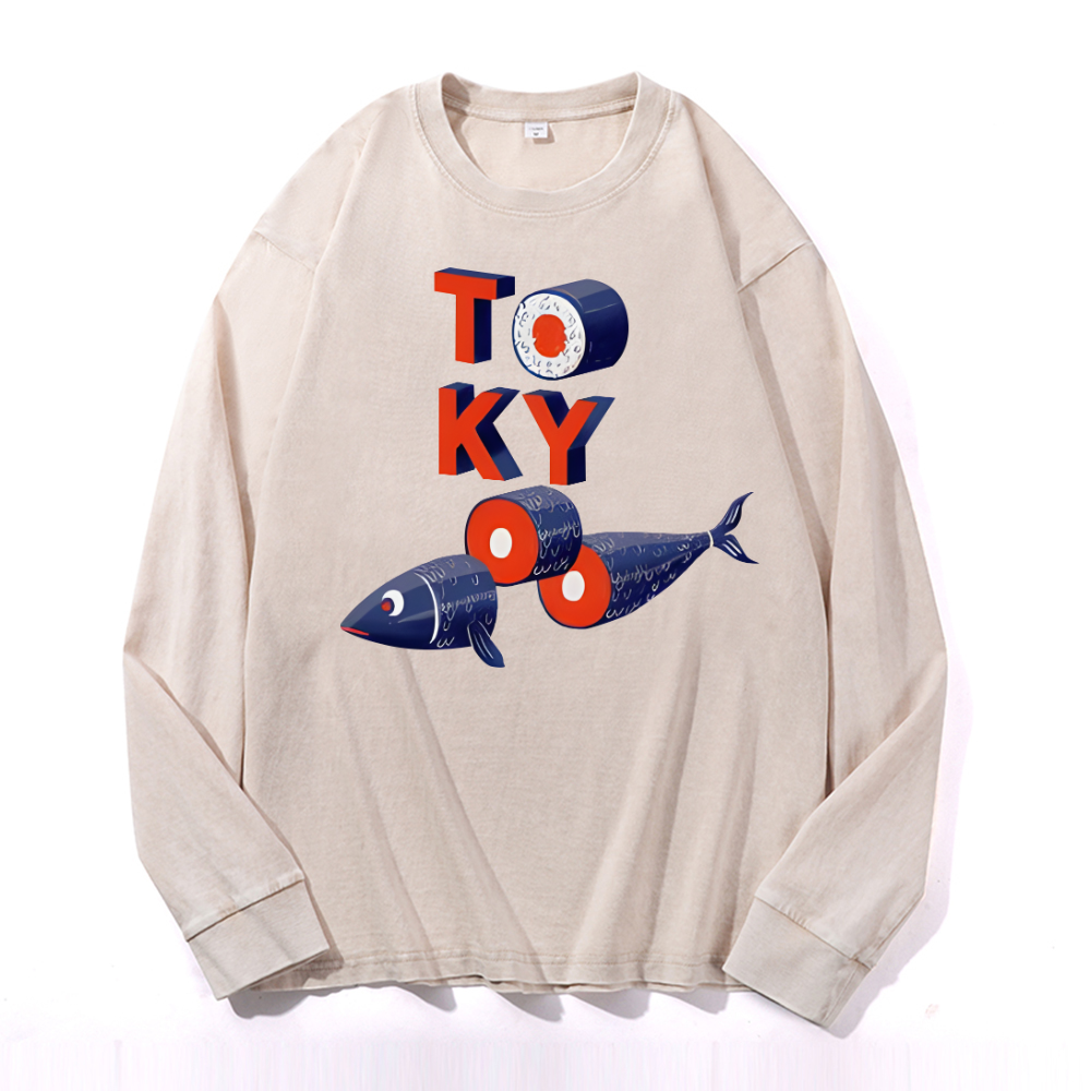 Tokyo Fish Vintage Cotton Wash Crewneck Sweatshirt