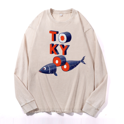 Tokyo Fish Vintage Cotton Wash Crewneck Sweatshirt