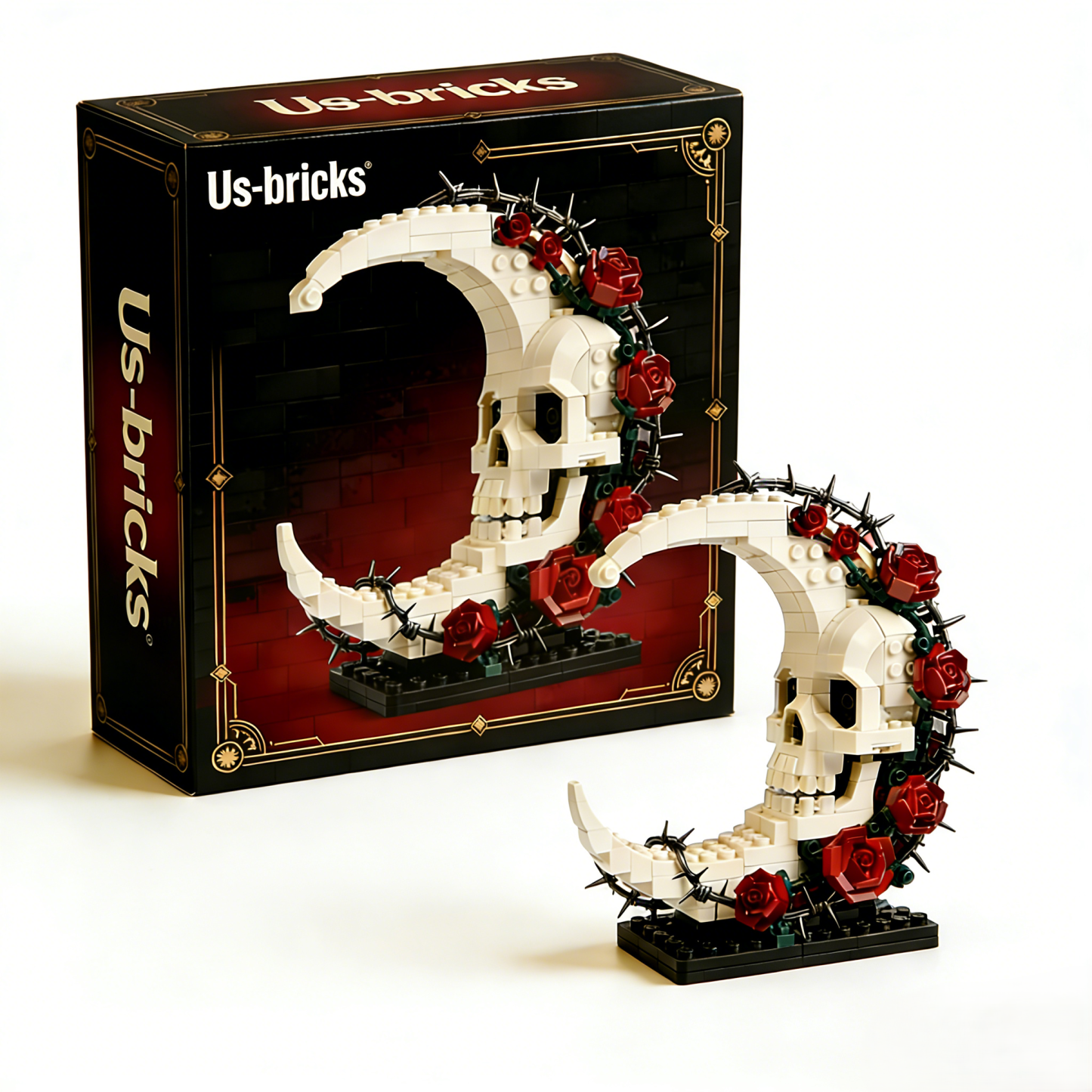 🩸🌙 Crimson Moon Skull Building Block Set