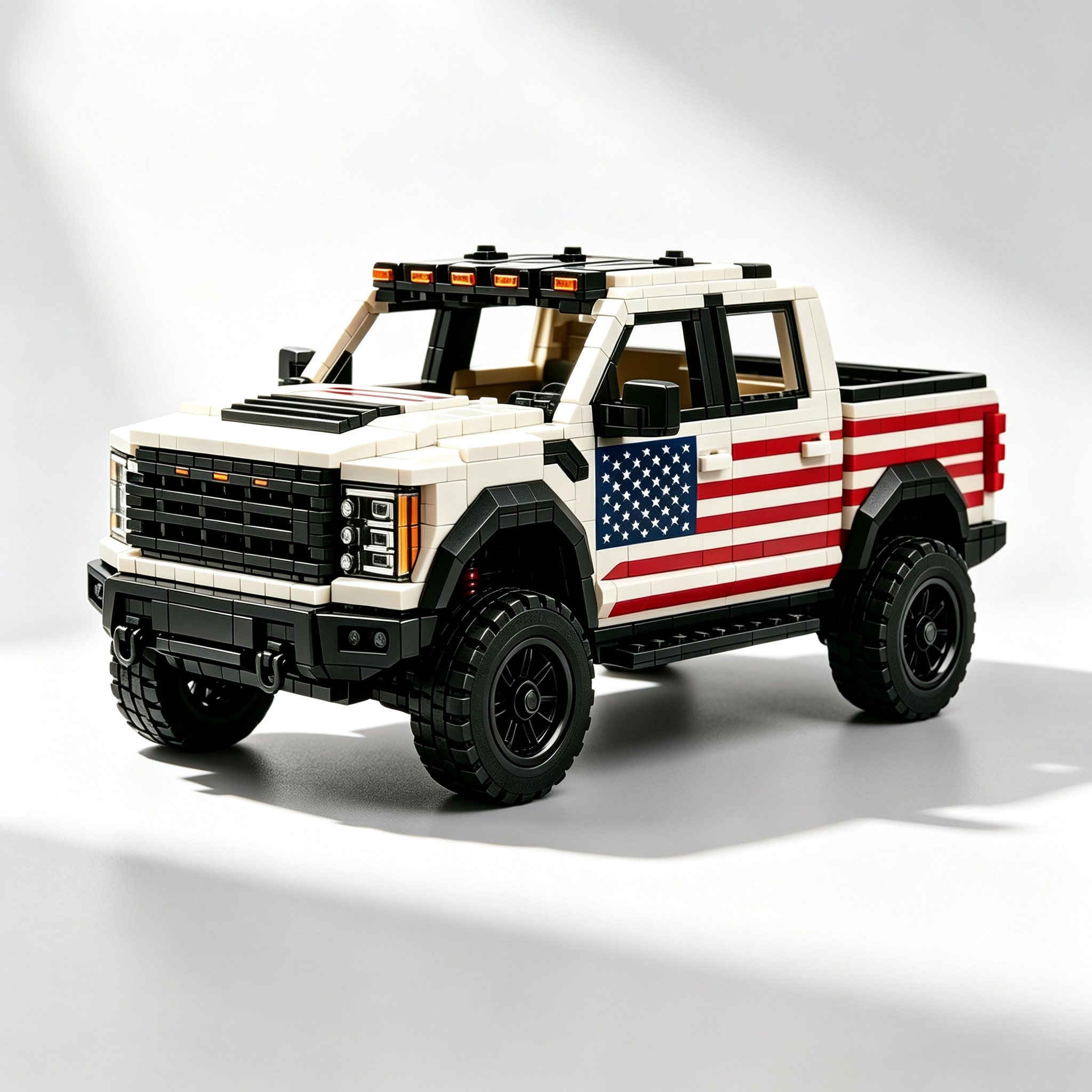 American 250th  Anniversary Flagged Off-road Pickup Building Blocks