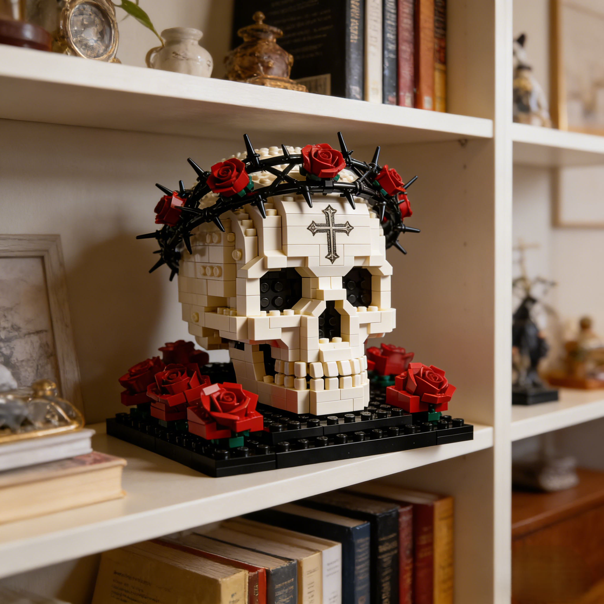The dark skull building set with thorny crown