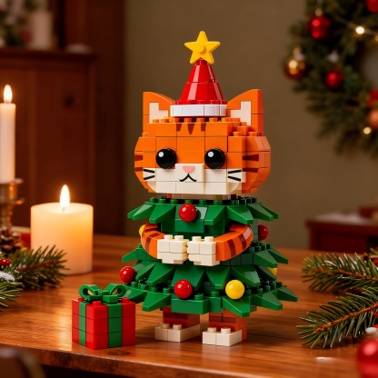 2025 Festive Edition-- Christmas Tree Orange Cat Brick Set