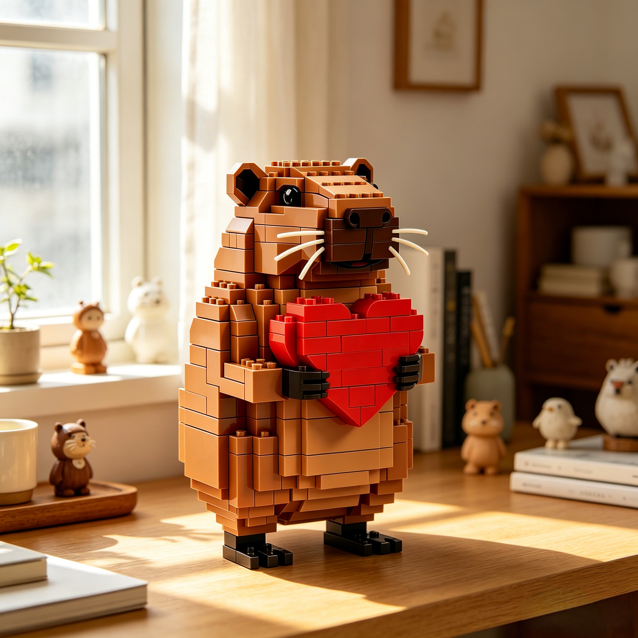  Heart Capybara Building Block Set