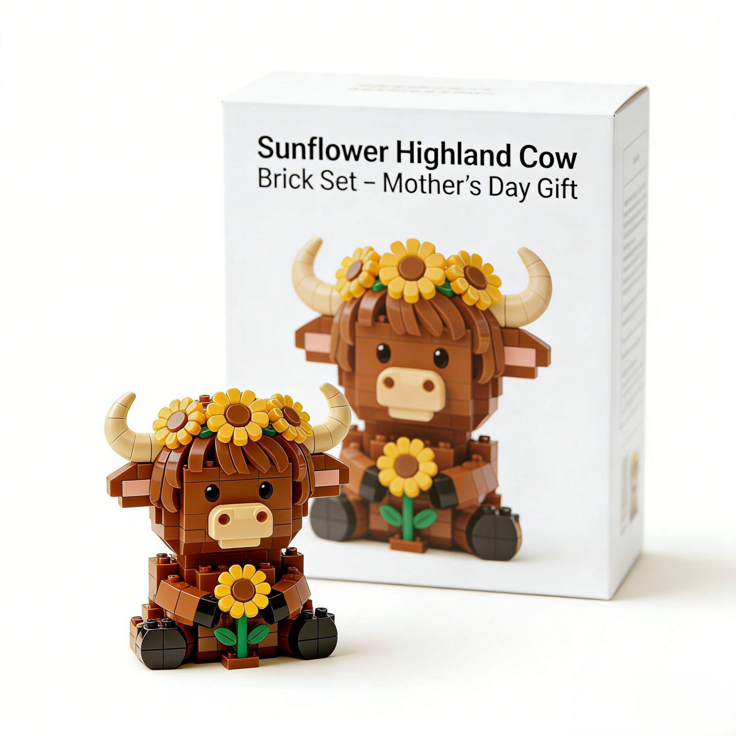 Sunflower Highland Cow Brick Set – Mother’s Day Gift