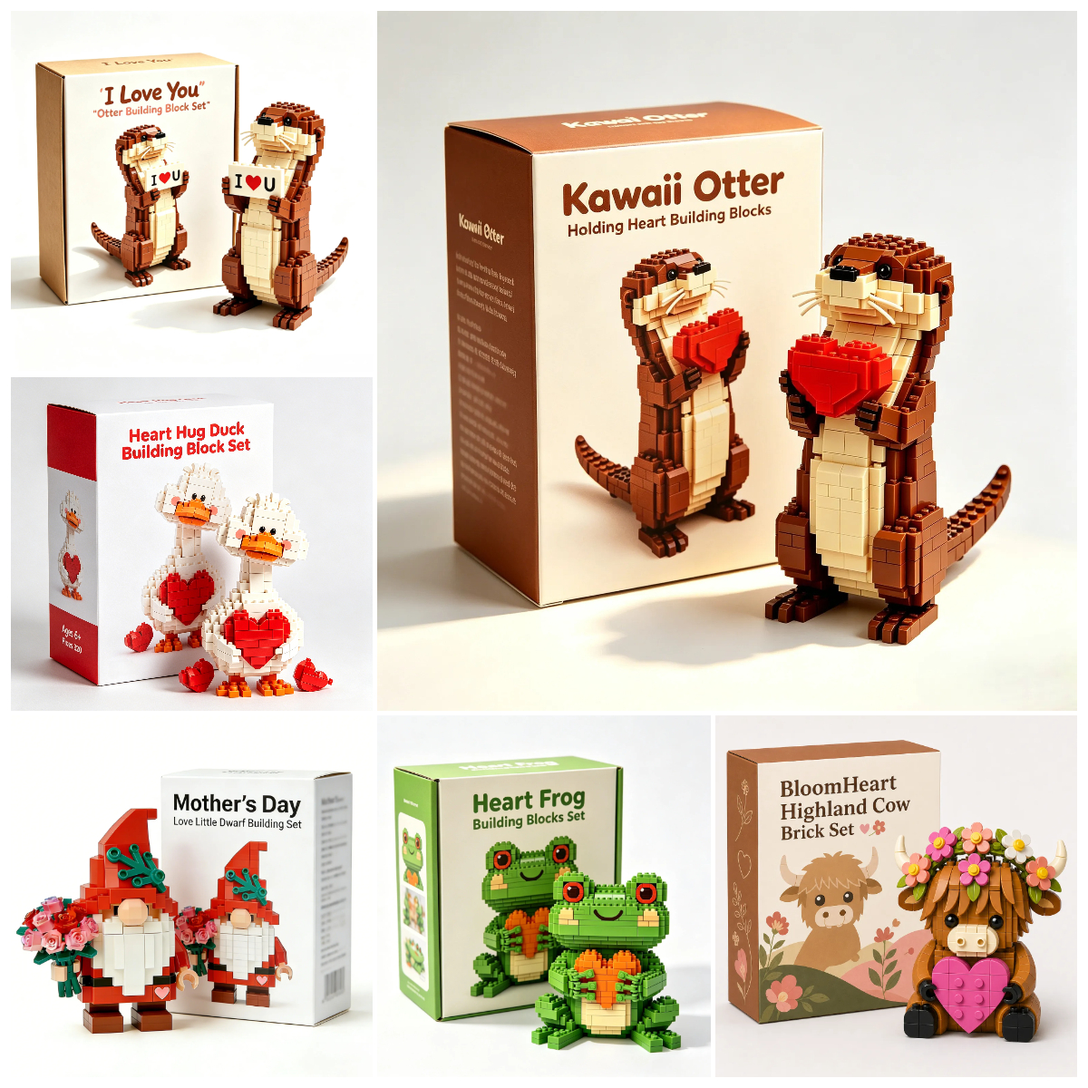 Love-Themed Animal Friends 6-Piece Building Block Set — Limited Edition